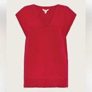 NWOT Monsoon Zuri Zip Red Detail Knit Vest-COOL red.